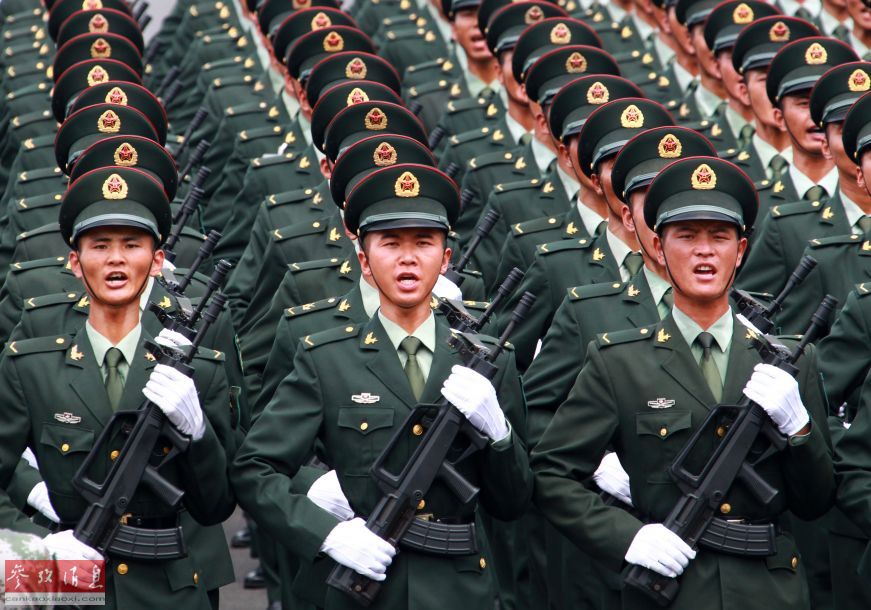 Chinese solders train for V-Day military parade