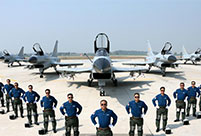 Pilots attending V-Day parade take group photos with their planes