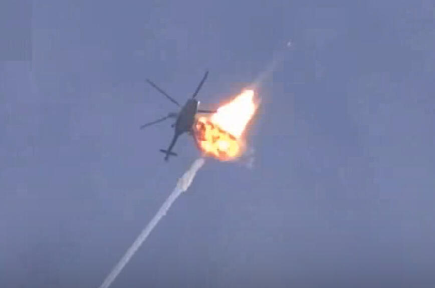Russian helicopter lands safely after being attacked in Syria
