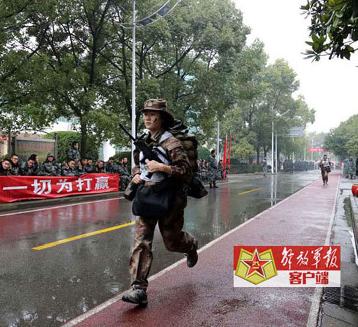 Versatile female soldiers in military camp
