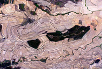 Aerial view of watermelon terraces in S China's Baise