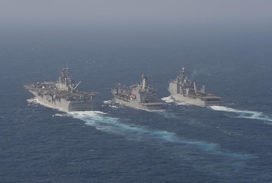 Amphibious assault ship USS Boxer patrols in South China Sea