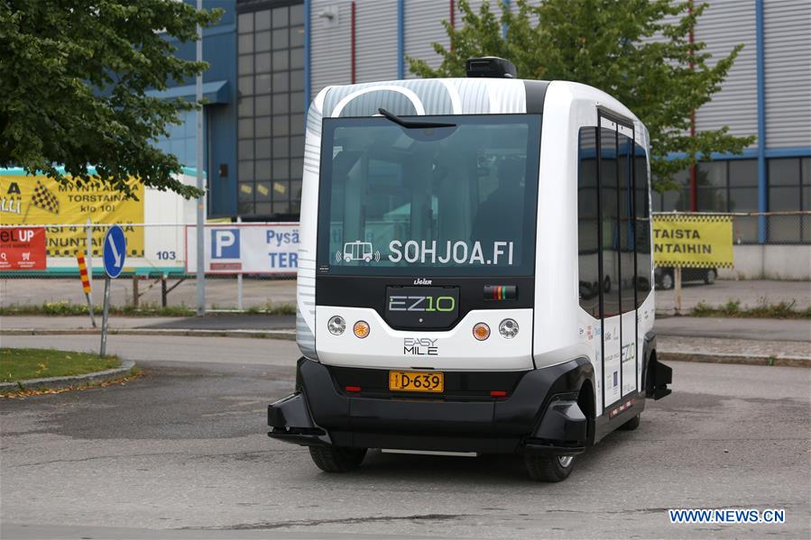 Driverless mini bus tested on open road in Helsinki