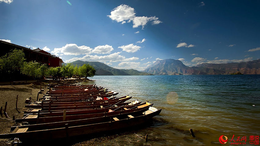 Scenery of Lugu Lake in southwestern China