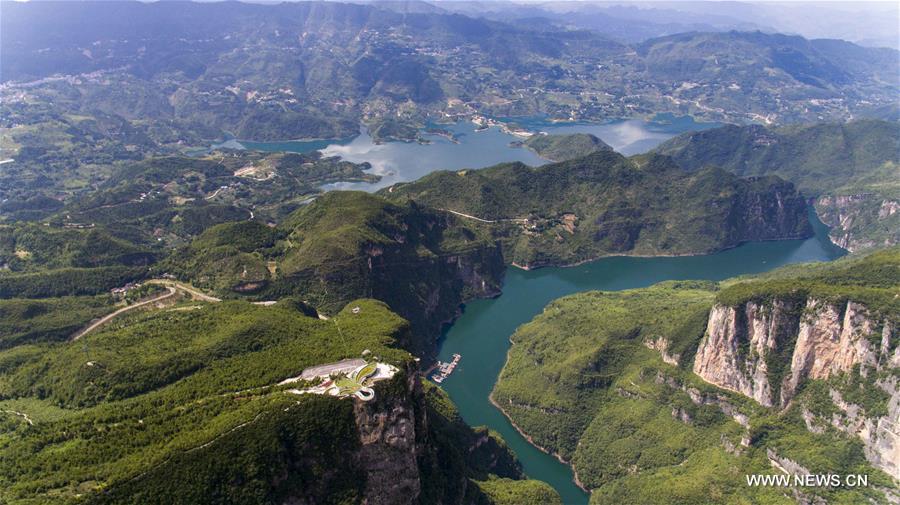 Bird's-eye view of national geological park in SW China's Chongqing