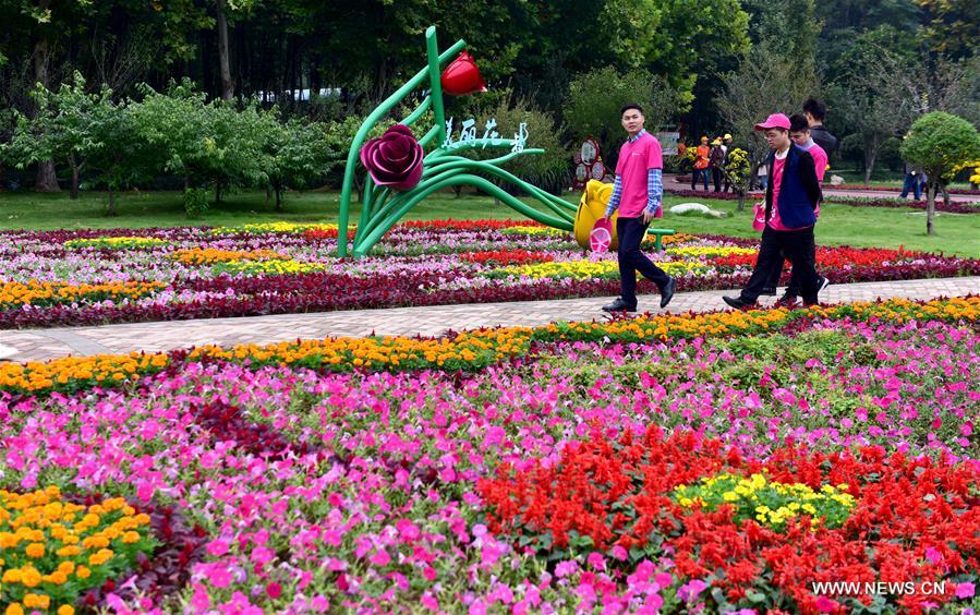 Trade fair for flowers, trees held in central China's Xuchang