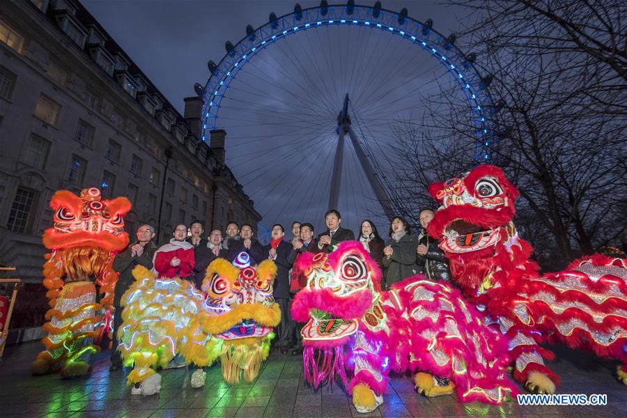 London Eye lit up in red and gold to celebrate Chinese New Year