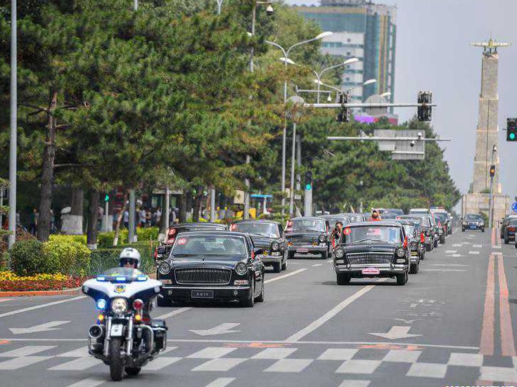 China iconic brand Hongqi's classic cars displayed in Jilin
