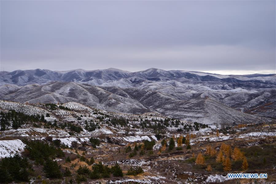 Scenery of snow-covered village houses and fields in China's Inner Mongolia