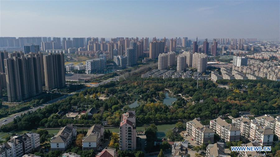 Scenery of Huaqiao economic development zone in China's Jiangsu