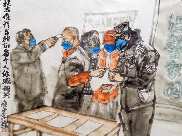 Shanghai painter creates two art pieces per day to pay homage to “white soldiers” on the coronavirus frontline