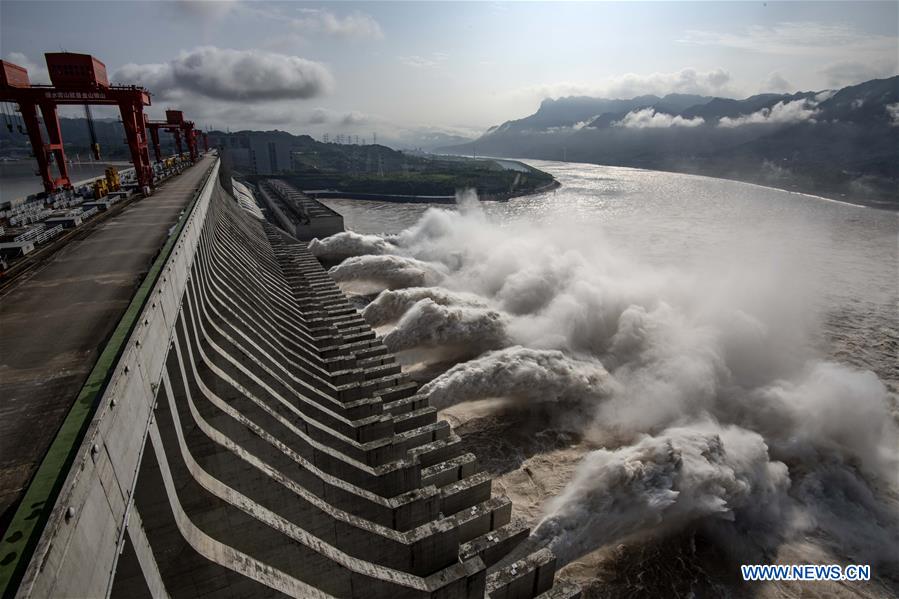 Floodwater discharged from Three Gorges Dam in Hubei