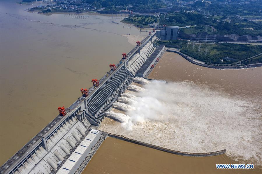 Floodwater discharged from Three Gorges Dam in Hubei