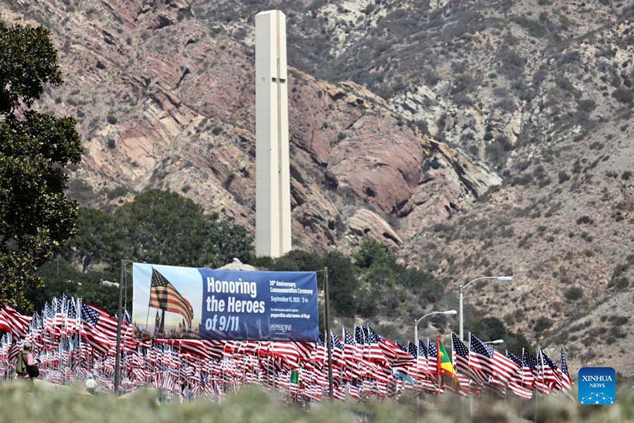 Waves of Flags displayed to honor victims of 9/11 attacks in U.S.