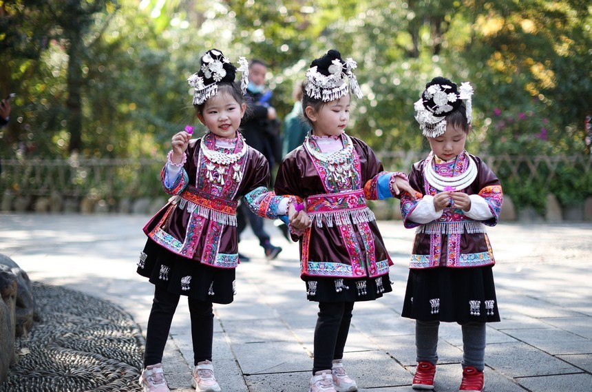 Dong ethnic group in Guizhou celebrate New Year in traditional costumes