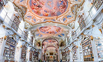 View of library of Admont Abbey in Austria