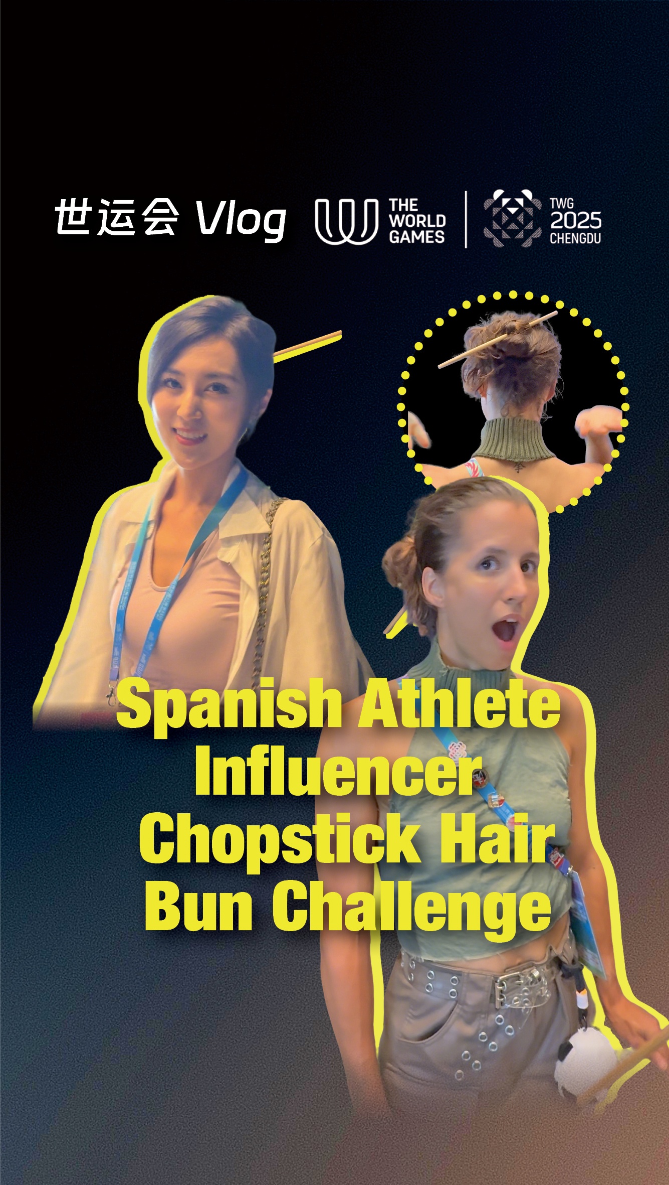 Spanish athlete influencer chopstick hair bun challenge