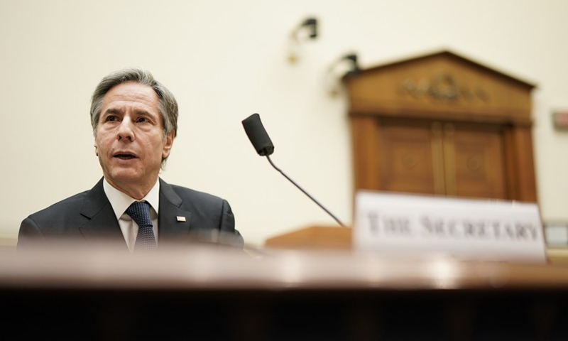 U.S. Secretary of State Antony Blinken testifies before U.S. House Committee on Foreign Affairs on Capitol Hill in Washington, D.C., on March 10, 2021. (Photo: Xinhua)