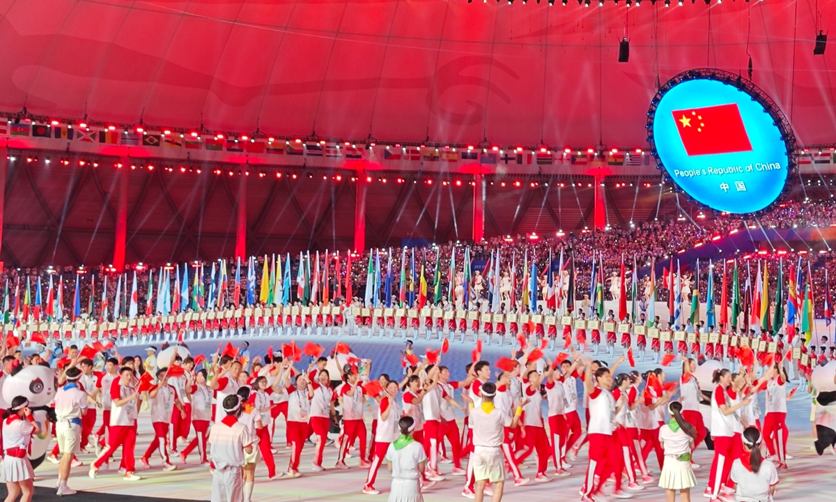 The opening ceremony of 31st Summer FISU World University Games on July 28, 2023 in Chengdu. Photo: Chen Tao/GT