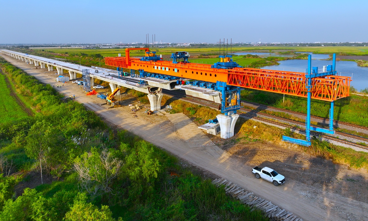 A construction site of the China-Thailand High-Speed Railway in Ayutthaya Province, Thailand in January. Photo: Courtesy of China State Construction Engineering (Thailand) Co