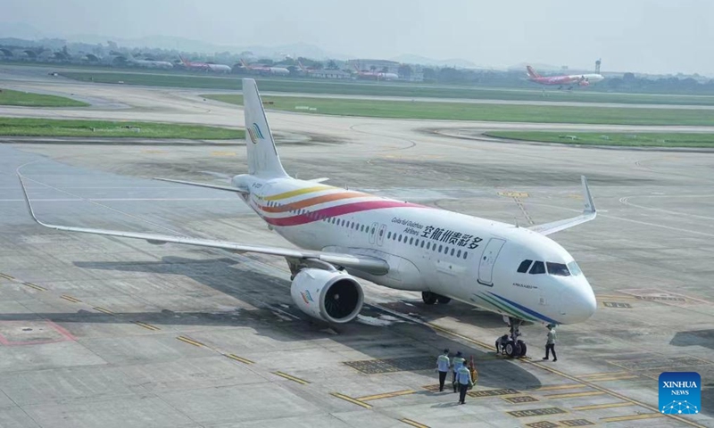 This photo shows the first direct flight of Colorful Guizhou Airlines from Guiyang to Hanoi of Vietnam at Guiyang Longdongbao International Airport in Guiyang, southwest China's Guizhou Province, Aug. 31, 2024. Photo: Xinhua