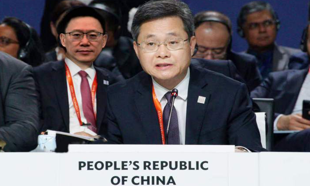 China's Finance Minister Lan Fo'an speaks at the 58th Annual Meeting of the Board of Governors of the Asian Development Bank being held in Milan, Italy from May 4 to May 7, 2025. Photo: The Chinese Ministry of Finance