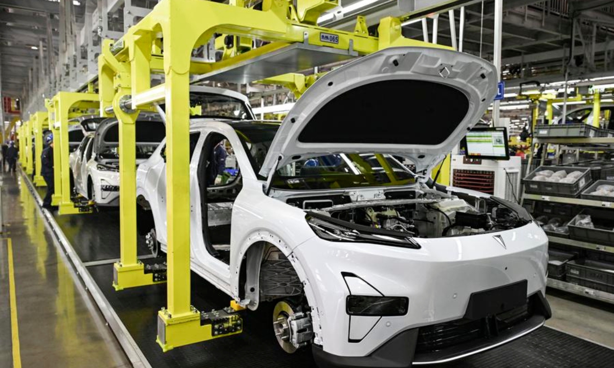 An automatic assembly line is pictured at a smart factory of Changan Auto in Chongqing, southwest China, Jan. 9, 2025. (Photo: Xinhua)